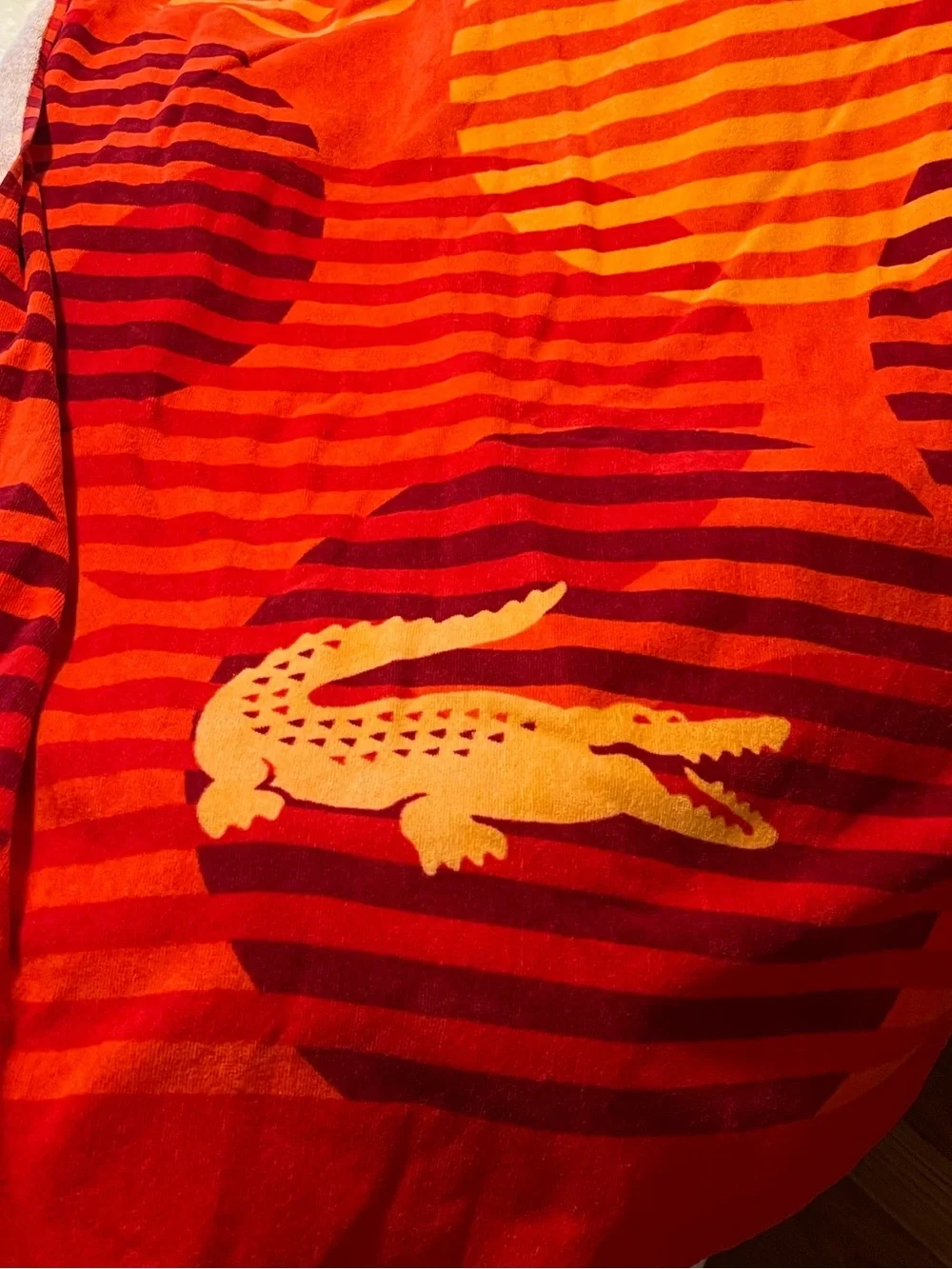 Lacoste ORANGE Bath‎ Towel 100% ORGANIC Cotton Big Crocodile Logo